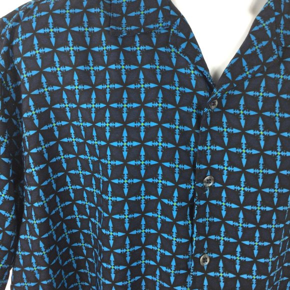 No Boundaries Electric Blue Hawaiian Shirt, Large - Picture 4 of 6